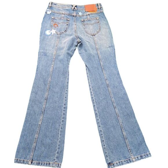 Coach Women's Retro Denim Patchwork Sequin Embroidered Jeans High Waist Size 8 - Picture 4 of 8